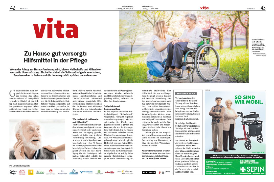 Kleine Zeitung Vita - Hilfsmittel in der Pflege
